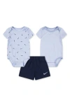 Nike Stripe Swooshfetti 2-pack Bodysuits & Shorts Set In Blue