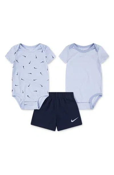 Nike Babies'  Stripe Swooshfetti 2-pack Bodysuits & Shorts Set In Blue