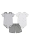 Nike Stripe Swooshfetti 2-pack Bodysuits & Shorts Set In Dark Grey Heather