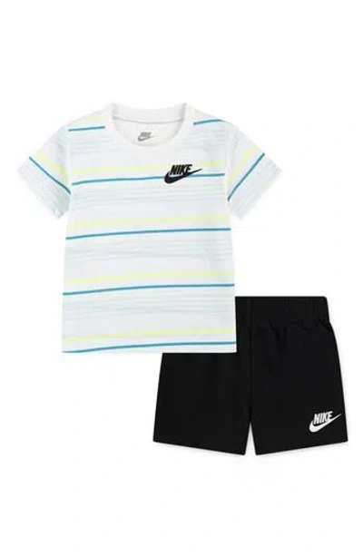 Nike Babies'  Stripe T-shirt & French Terry Shorts Set In Multi