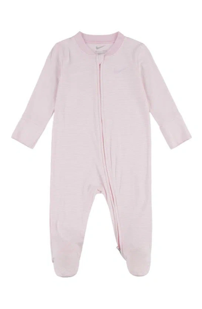 Nike Babies' Stripe Zip Footie In Pink Foam