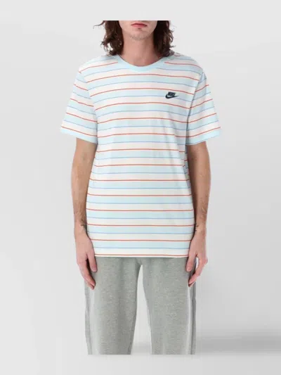 Nike Striped Crew Neck T-shirt In Lightblue