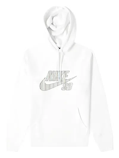 Nike Striped-logo Hoodie In White