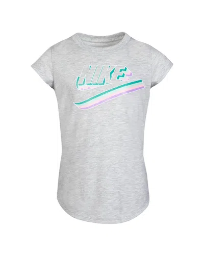 Nike Striped Logo T-shirt In Gray