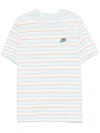 Nike Striped Cotton T-shirt Relaxed Fit In Blue