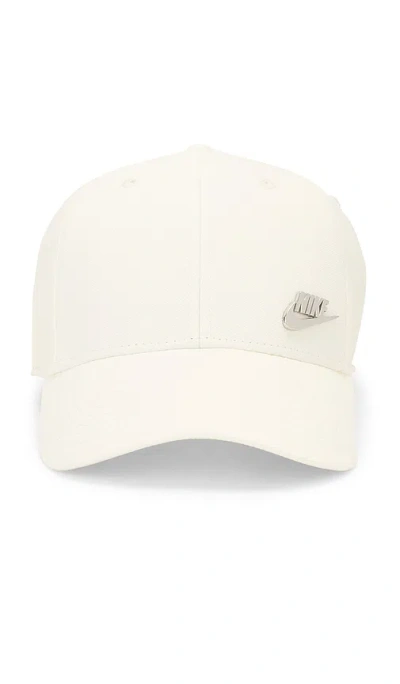 Nike Structured Metal Logo Cap In Coconut Milk & Metallic Silver