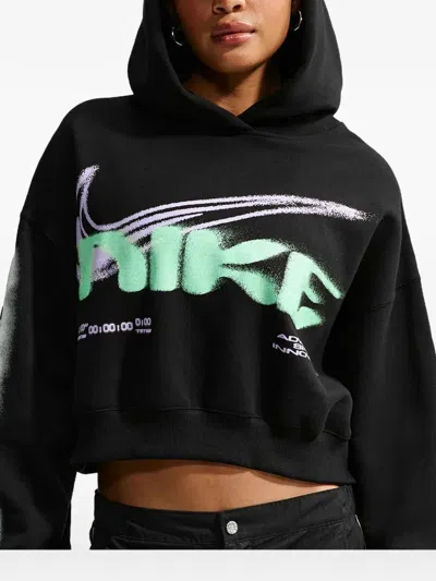 Nike Studio Fleece Cropped Hoodie In Black