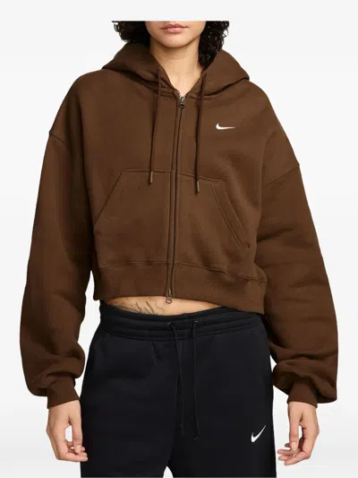 Nike Studio Fleece Cropped Hoodie In Brown