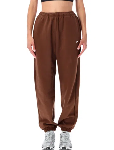 Nike Studio Fleece High-waist Oversized Sweatpants With Drawstring In Cocao