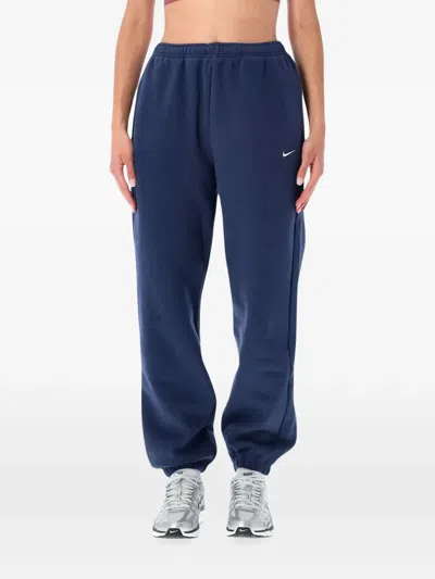Nike Studio Fleece Medium Weight High-rise Oversized Cuffed Trousers In Blue