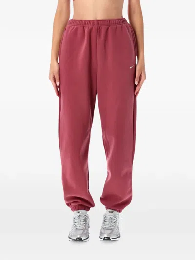 Nike Studio Fleece Medium Weight High-rise Oversized Cuffed Trousers In Red