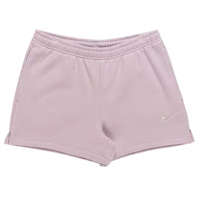 Pre-owned Nike Studio Fleece Medium Weight Mid-rise Shorts 'bleached Lilac/sail' | Purple | Women's Size Xl