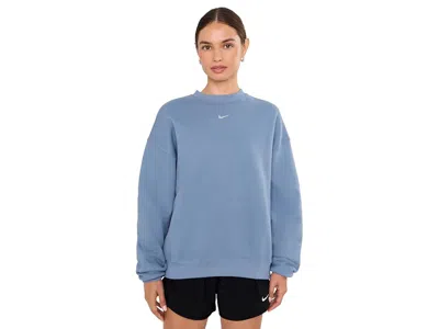 Nike Studio Fleece Medium Weight Oversized Crew Neck Sweatshirt Women's Workout Work Blue/sail: Sm, Cotto