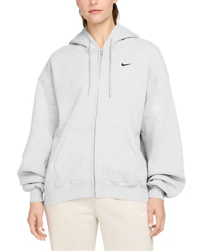 Nike Studio Fleece Medium Weight Oversized Full Zip Hoodie In Gray