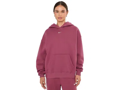 Nike Studio Fleece Medium Weight Oversized Pullover Hoodie Women's Sweatshirt Pink Smoke/sail: Sm, Cotton