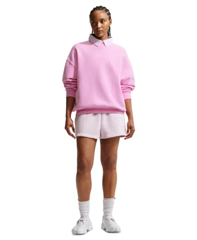 Nike Studio Fleece Medium Weight Women's Oversized Sweatshirt In Pink Rise,sail