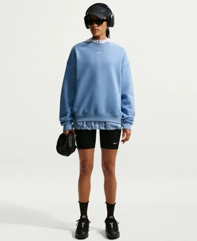 Nike Studio Fleece Medium Weight Women's Oversized Sweatshirt In Work Blue,sail