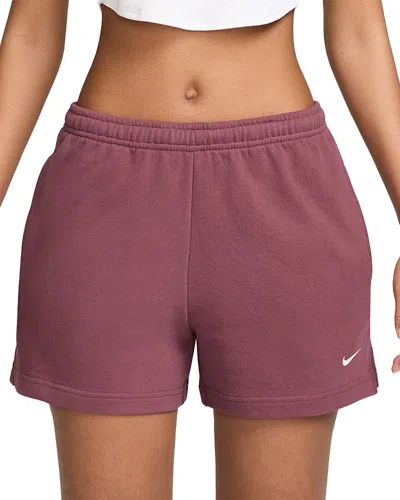 Nike Studio Fleece Mid Rise 4 Shorts In Burgundy