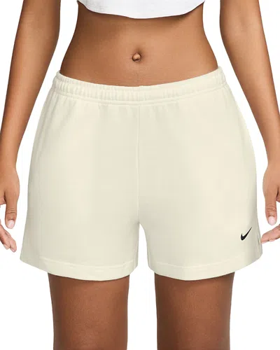 Nike Studio Fleece Mid Rise 4 Shorts In White