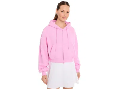 Nike Studio Fleece Midweight Oversized Cropped Full Zip Hoodie Women's Sweatshirt Pink Rise/sail: Sm, Cot