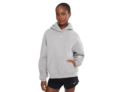 Nike Studio Fleece Midweight Oversized Pullover Hoodie Women's Sweatshirt Dark Grey Heather/sail: Lg, Cot