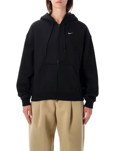 Nike Studio Fleece Oversized Zip Hoodie In Black
