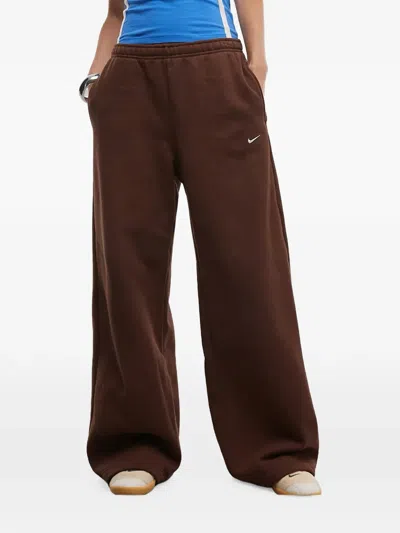 Nike Studio Fleece Wide-leg Track Pants In Brown