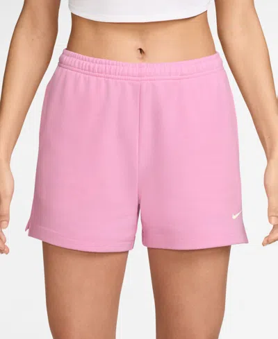 Nike Studio Fleece Women's Mid-rise 4" Shorts In Pink Rise,sail