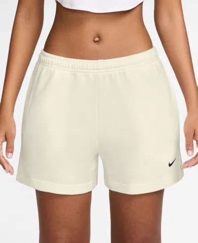 Nike Studio Fleece Women's Mid-rise 4" Shorts In Sail,black