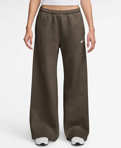 Nike Studio Fleece Women's Mid-rise Pants In Brown