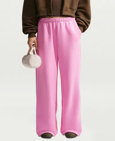 Nike Studio Fleece Women's Mid-rise Pants In Pink Rise,sail