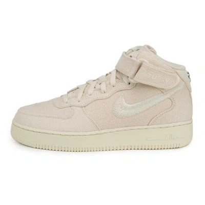 Pre-owned Nike Stussy Air Force 1 Mid Fossil Hemp Mens Size 9.5- Dj7841-200