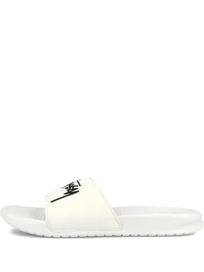 Nike Stussy Logo Slides In White