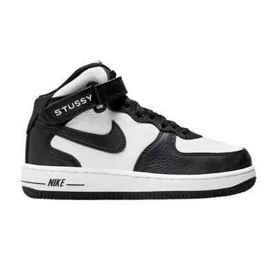 Pre-owned Nike Stussy X Air Force 1 Mid Ps 'black White' | Kid's Size 11.5