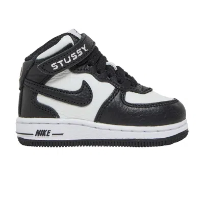 Pre-owned Nike Stussy X Air Force 1 Mid Td 'black White' | Infant Size 10