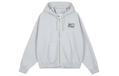 Pre-owned Nike Stussy X  Fleece Zip Up Hoodie (asia Sizing) 'grey' - Fj9182-050 In Gray