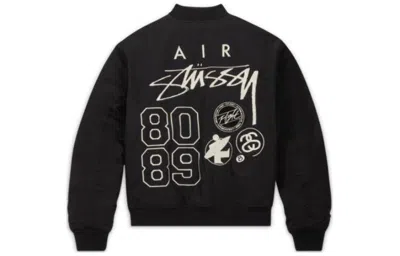 Pre-owned Nike Stussy X  Reversible Varsity Jacket 'black/sail' - Fj9154-010