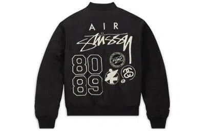 Pre-owned Nike Stussy X  Reversible Varsity Jacket 'black/sail'