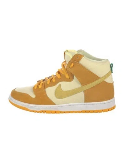 Pre-owned Nike Suede Colorblock Pattern Sneakers In Yellow