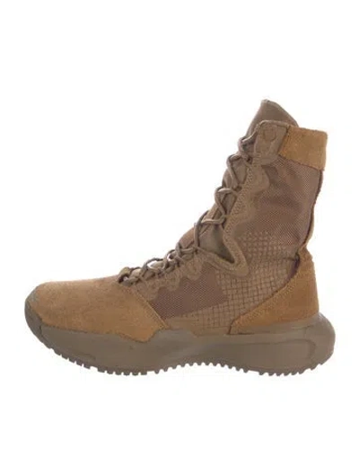Pre-owned Nike Suede Patterned Lace-up Boots In Brown