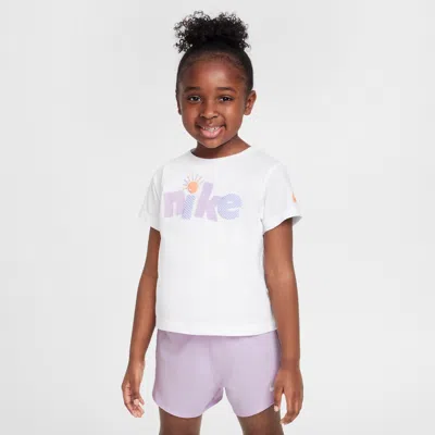 Nike Sunny Swoosh Little Kids' Graphic T-shirt In White
