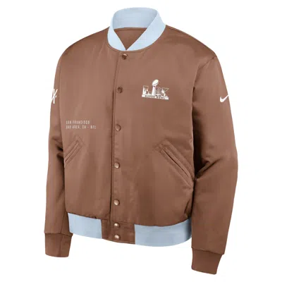Nike Super Bowl Lx Legacy  Men's Nfl Full-snap Bomber Jacket In Brown
