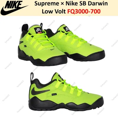 Pre-owned Nike Supreme ×  Sb Darwin Low Volt Fq3000-700 Us Men's 4-14 In Yellow