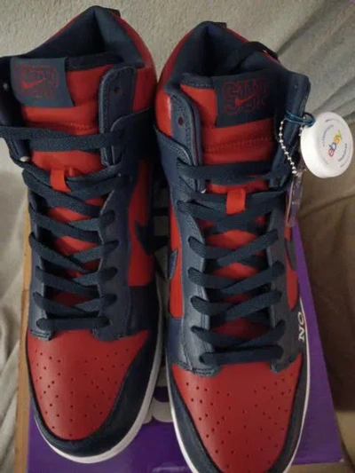 Pre-owned Nike Supreme Sb Dunk High By Any Means Navy/red Size 11