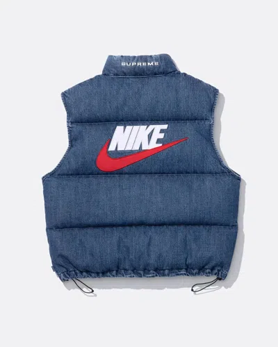 Pre-owned Nike Supreme X  Denim Puffer Vest Ss24 Black Natural Indigo 3colors Size S-xxl
