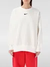 Nike Logo Embroidered Oversized Crewneck Sweatshirt In White