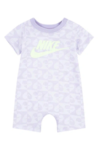 Nike Babies' Sweet Swoosh Short Sleeve Romper In Lilac Bloom