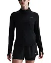 Nike Swift Dri Fit Mock Neck Half Zip Top In Black/refsil