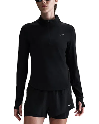 Nike Swift Dri Fit Mock Neck Half Zip Top In Black/refsil