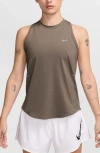 Nike Swift Dri-fit Running Tank Top In Mink Brown/reflective Silv